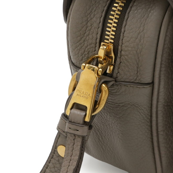 PRADA Gray Leather Pochette Shoulder Bag - Picture 6 of 10